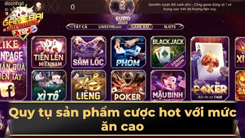 Quy tụ sản phẩm cược hot với mức ăn cao