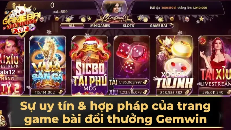 Sự uy tín & hợp pháp của trang game bài đổi thưởng Gemwin