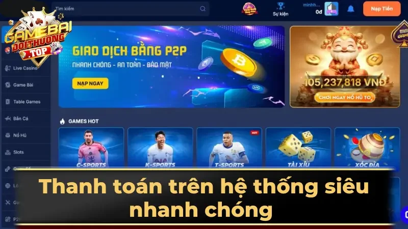 Thanh toán trên hệ thống siêu nhanh chóng